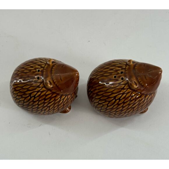 Hedgehog Salt & Pepper Shaker Set Ceramic Boho Hippie Retro Adorable - Picture 5 of 8